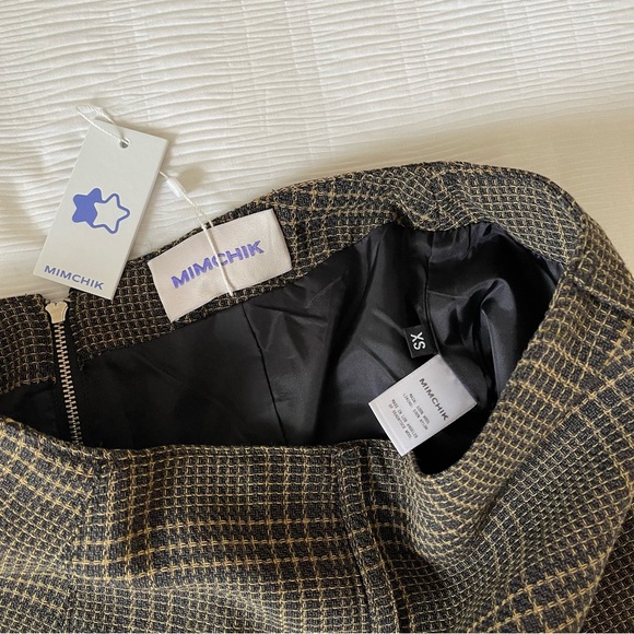 Brand New- Mimchik Wool Mini Skirt in Olive Check 🫒✨ - Picture 8 of 16